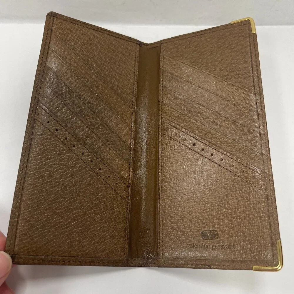 Valentino Garavani Brown Leather Slim Bifold Long Wallet - Preowned